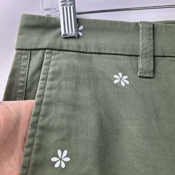 J. Crew Womens Sz 4 High-Rise Girlfriend Chino Pants Olive Green Daisy Print NWT - Picture 15 of 16